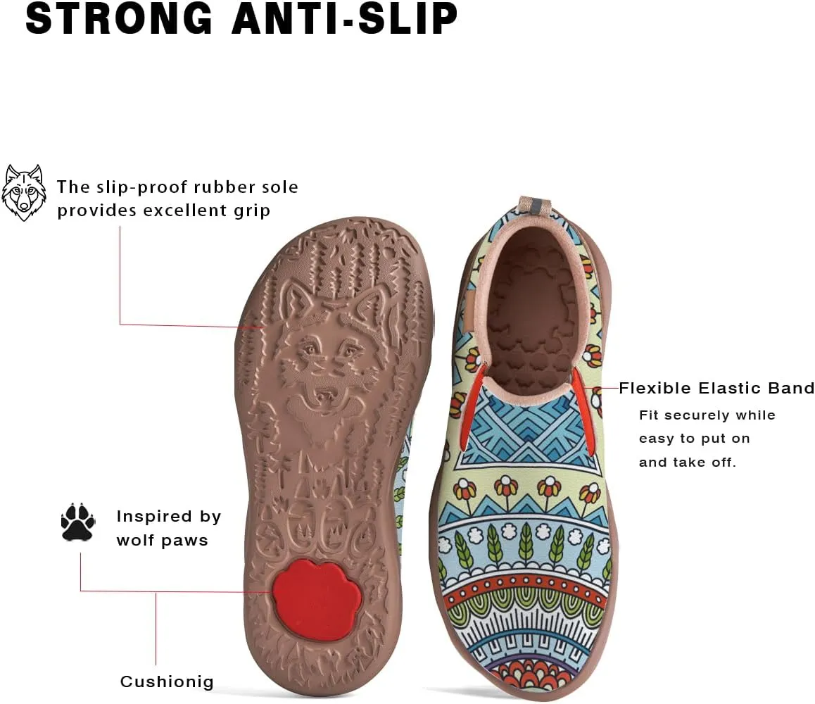 Womens Slip On Travel Shoes - Loafers Mandala Painted Sneakers Lightweight Comfortable Casual Walking Shoes