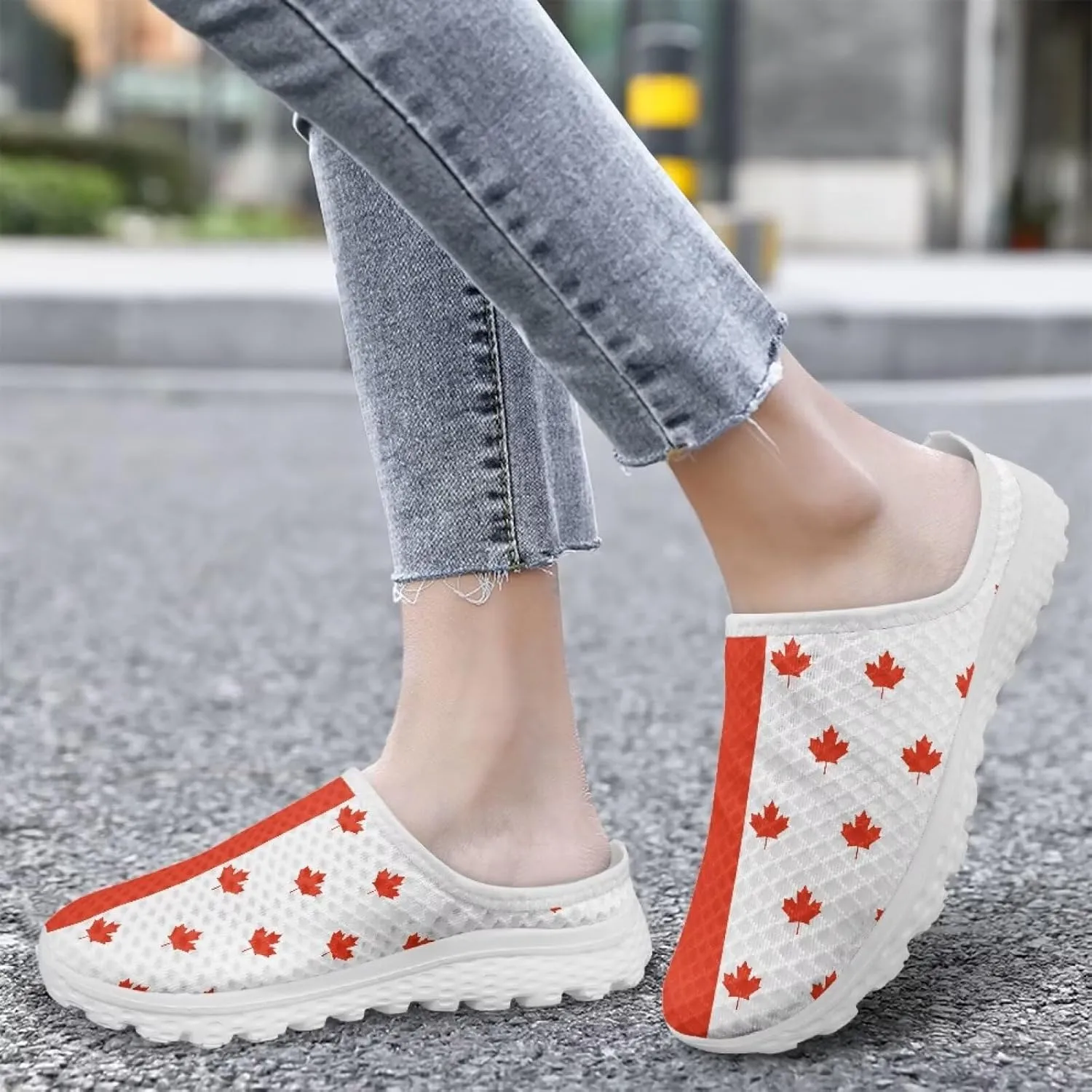 Womens Slip On Walking Loafers Lightweight Mesh Shoes Elastic Open Back House Casual Shoe Size 6-13.5 White Sole