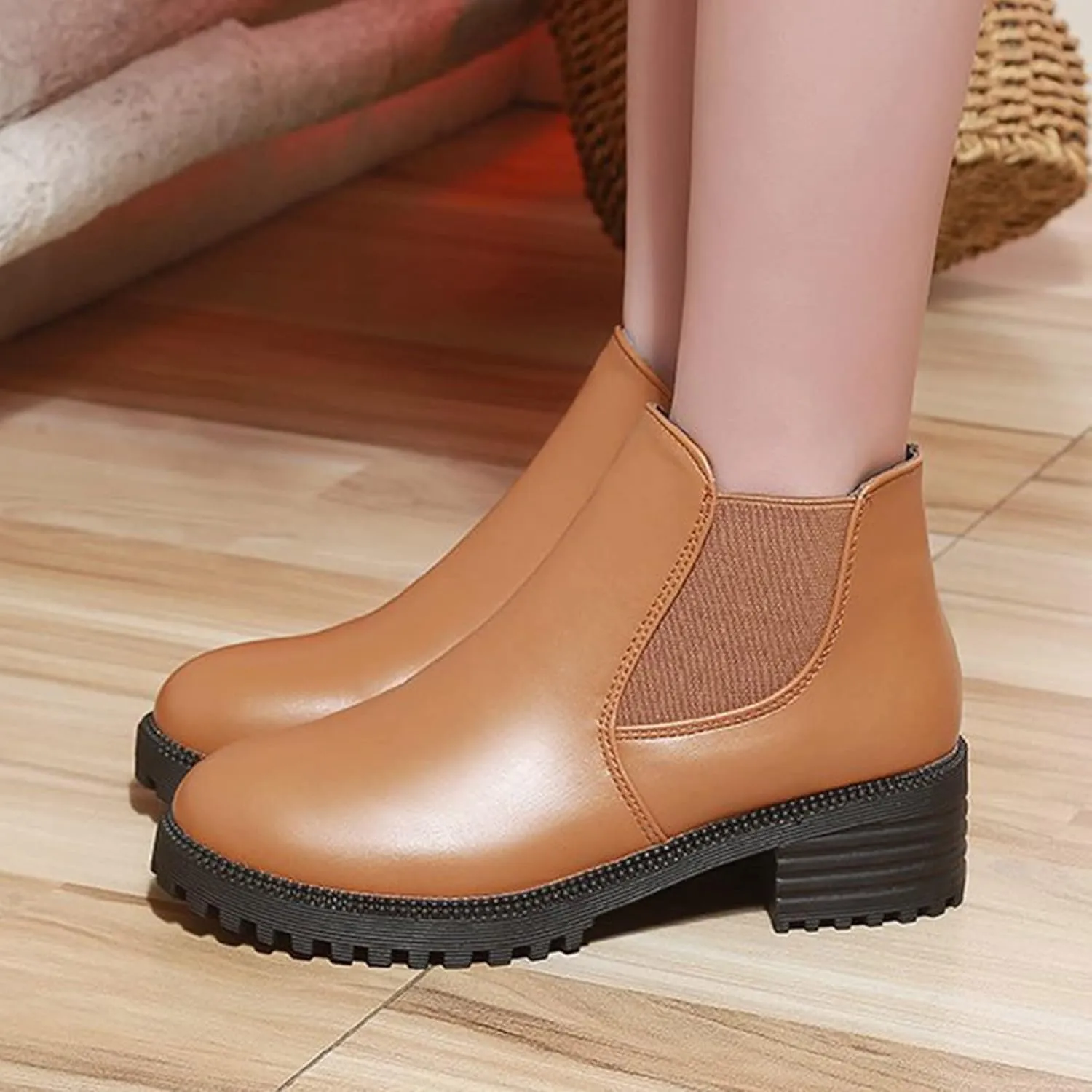 Womens Snow Boots Ankle Fall Booties for Women 2024 Boots for Women with Heel Boot Shoe Laces Flat Bottom Fashion Lug Sole Low Heel Chelsea Fashion