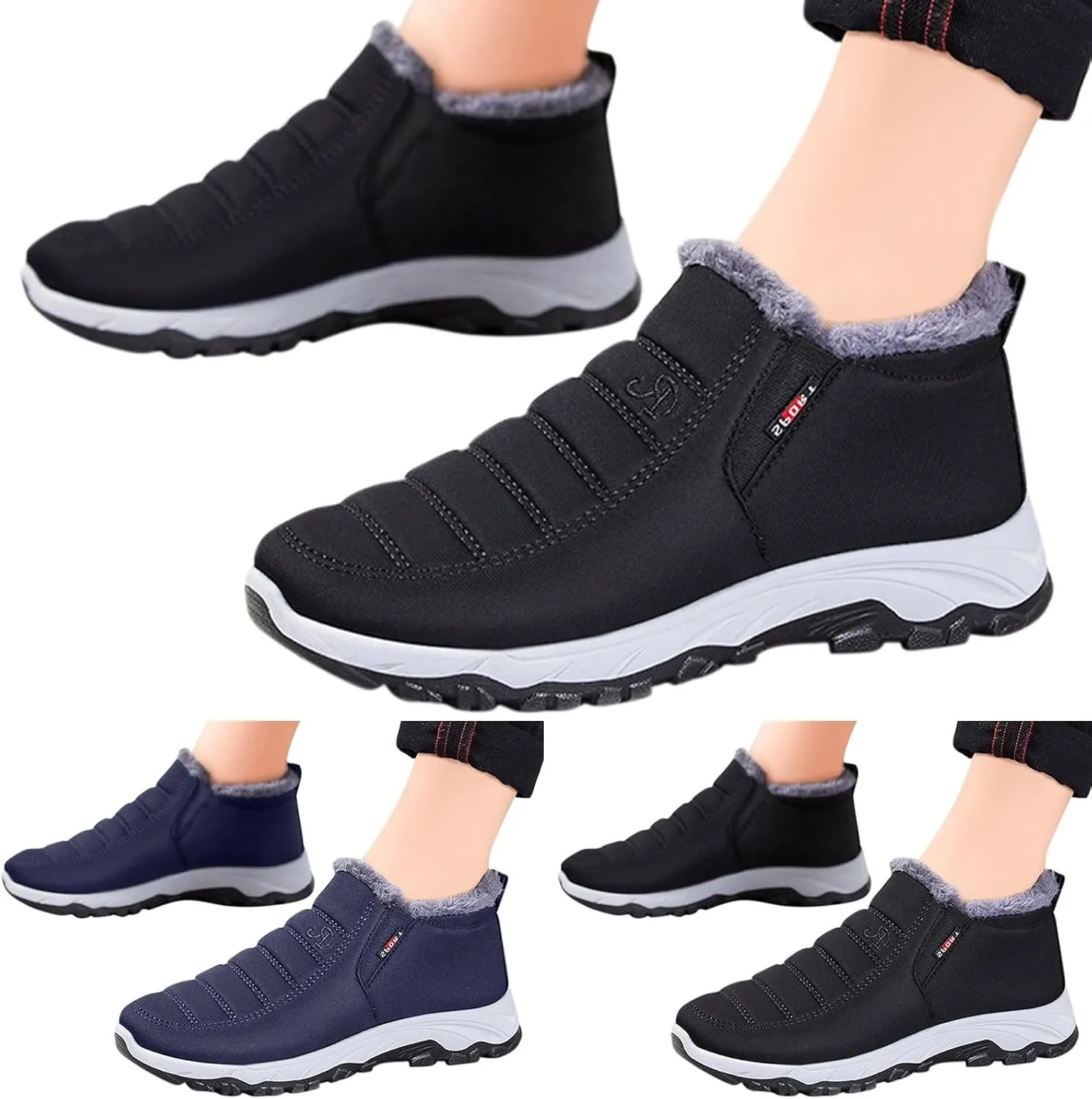 Womens Winter Snow Boots Cute Womens Slip on Winter Boots Platform Womens Size 9 Winter Boots Zip Up Boots for Walking on Snow and Ice Women Womens Size 10 Black Winter Boots