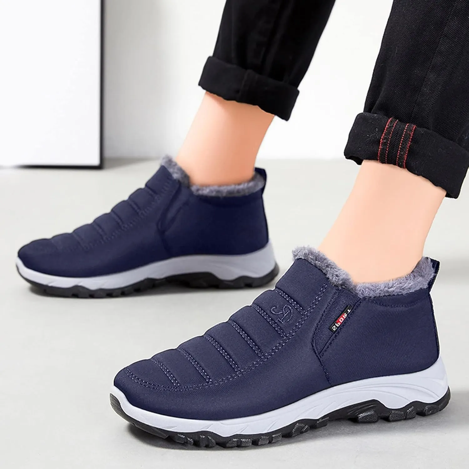 Womens Winter Snow Boots Cute Womens Slip on Winter Boots Platform Womens Size 9 Winter Boots Zip Up Boots for Walking on Snow and Ice Women Womens Size 10 Black Winter Boots