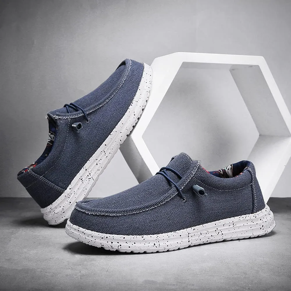 YONGJIA Men's Wally Lace Up Loafers Canvas Slip-on Comfortable Light-Weight Walking Driving Shoes