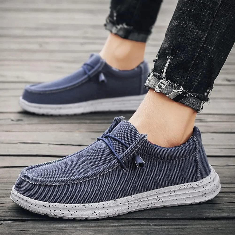 YONGJIA Men's Wally Lace Up Loafers Canvas Slip-on Comfortable Light-Weight Walking Driving Shoes