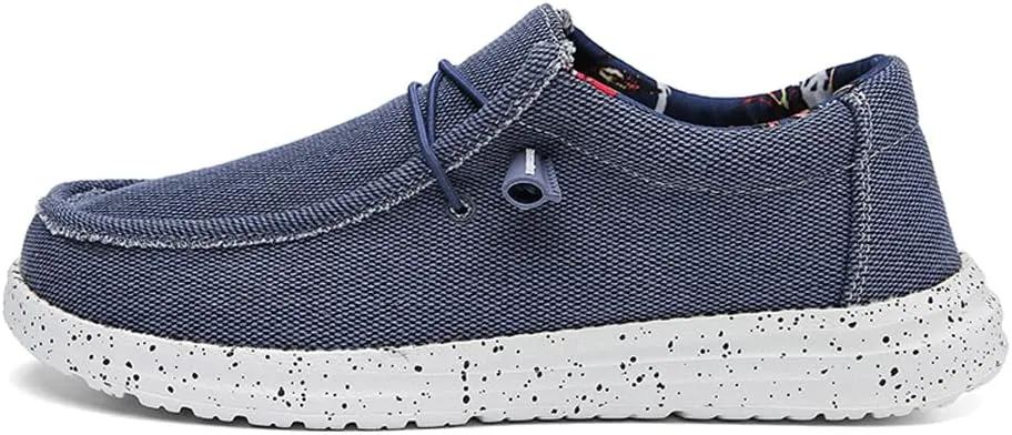 YONGJIA Men's Wally Lace Up Loafers Canvas Slip-on Comfortable Light-Weight Walking Driving Shoes