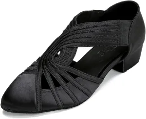 YYTing Women Swing Latin Ballroom Salsa Dance Shoes (Closed Toe, Suede Sole) YT12